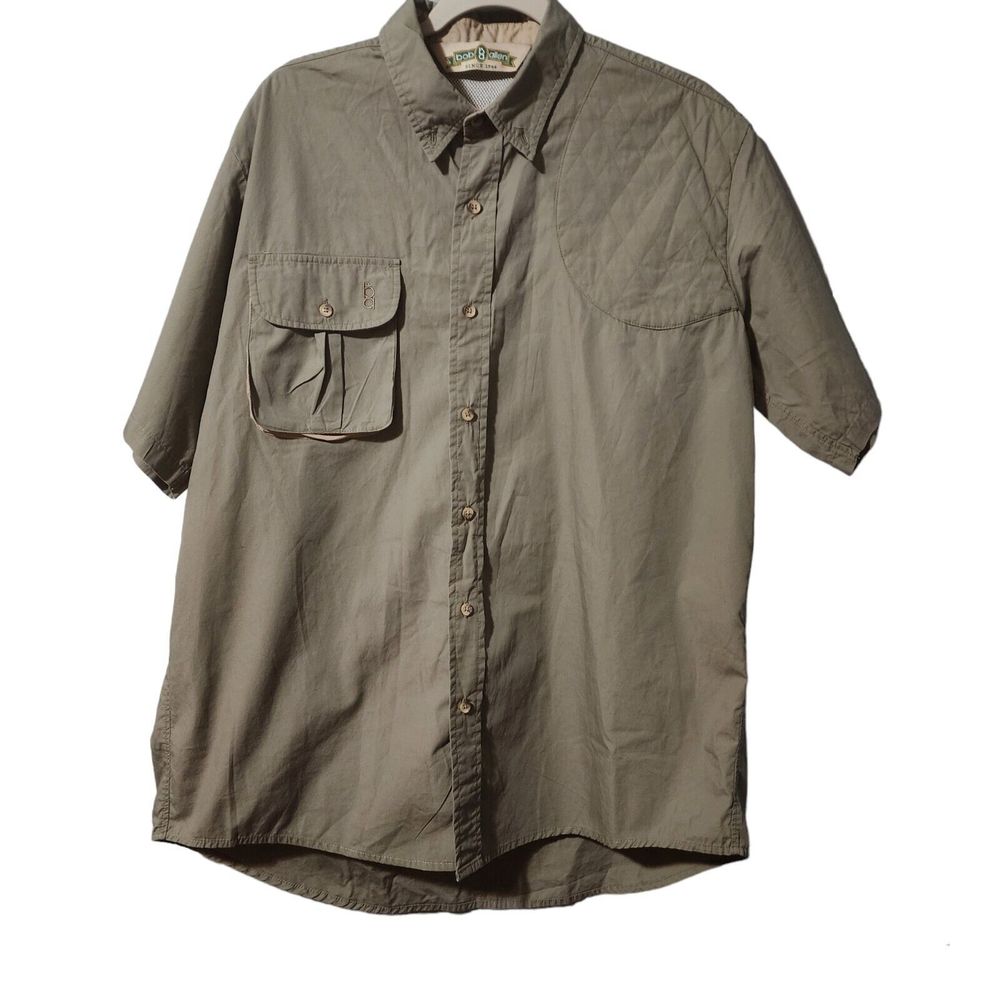Bob Allen Shooting Shirt Button Down Short Sleeve Size Large Light Green